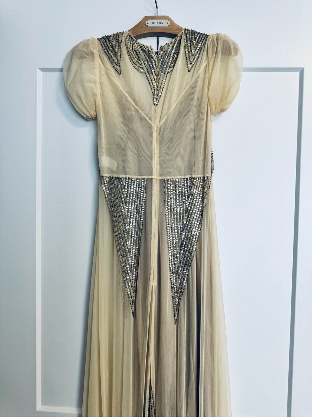 BHLDN Anna Sui Aiguille Cream Silver Vintage Wedding Embellished Gown Dress 0 XS - Picture 9 of 11